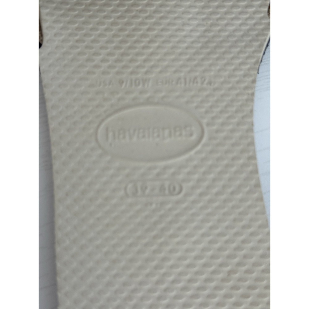 Havaianas You St. Tropez Shine Gold Denim Bow Flip Flop Thong Sandals Beach 9 10 - Picture 5 of 5